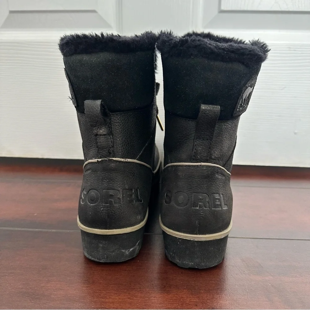 Size 7.5 Sorel Womens Tivoli II Black Waterproof Winter Boots Faux Fur Insulated - Picture 5 of 10